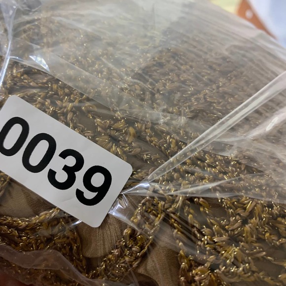 Diane Von Furstenberg Crochet Open Knit Lacey Lace  Sleeve Gold Metallic Dress S - Picture 9 of 10